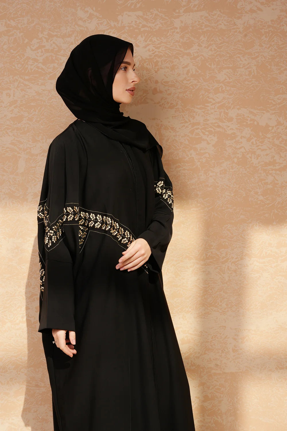Zainab Lace Grace Black Embroidery Abaya