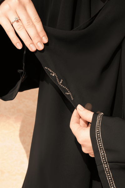 Selma Serene Abaya with Vertical Hand Embroidery