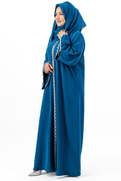 Scalloped Edge Abaya Teal